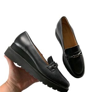 Naturalizer September Loafers Chinky Wedge Black Leather